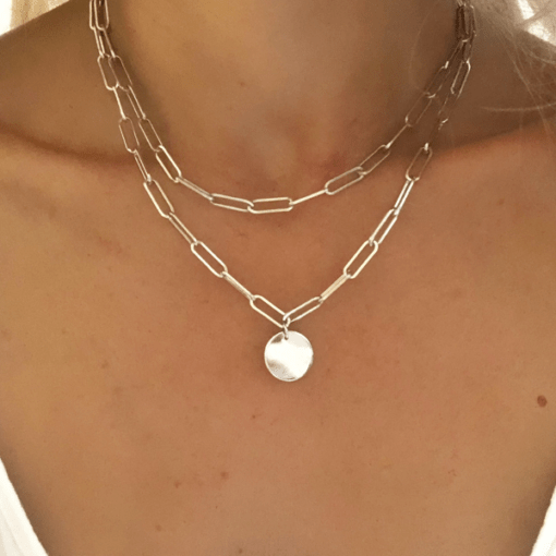 collier grosse maille medaille argent