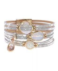 Bracelet multi-tours dore et argente