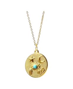 collier medaille avec pierre turquoise