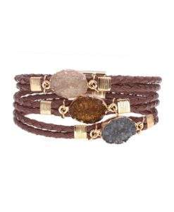 Bracelet multi-tours plaque or