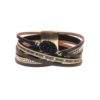 Bracelet multirang cuir noir