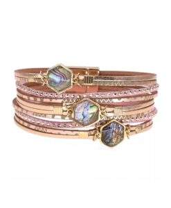 bracelet cuir rose