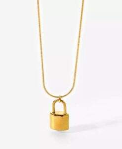 collier cadenas acier dore femme