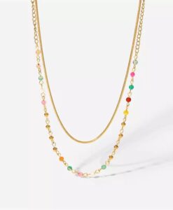 collier chaine satellite multicolore