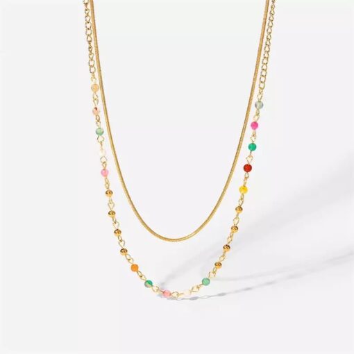 collier chaine satellite multicolore