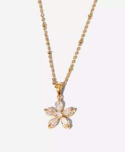 collier fleur strass