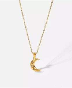 collier lune oxydes de zirconium