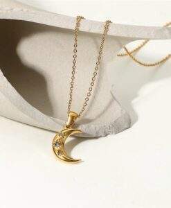 collier lune oxydes de zirconium