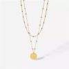 collier multirang chaine satellite medaille plaque or