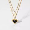 Collier multirangs coeur noir