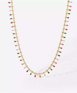 Collier pampilles multicolores