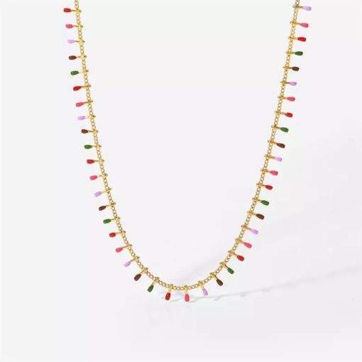 Collier pampilles multicolores