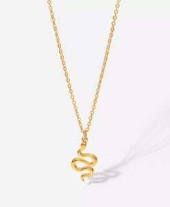 collier pendentif serpent dore