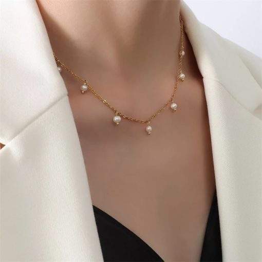 Collier ras du cou perles