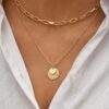 collier grosse maille double medaille dore