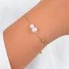 Bracelet chaine fine perles blanches