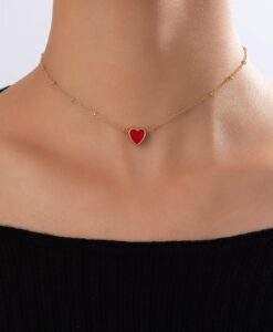 Collier Coeur rouge chaine satellite