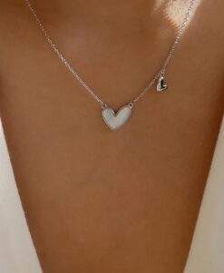 Collier court coeur argent