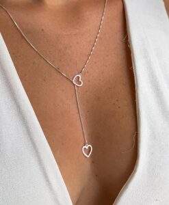 Collier pendentif coeur argente