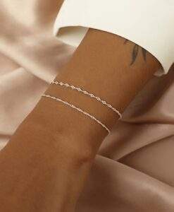 Ensemble de bracelets fins chaine torsade argent