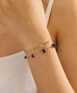 Ensemble de bracelets pierres noires