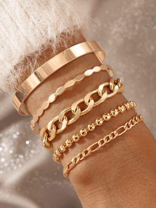 Ensemble de bracelets plaque or femme