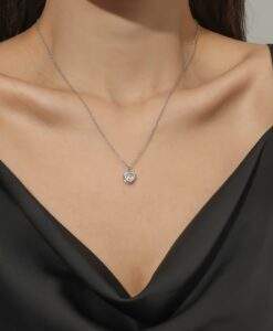 collier chaine coeur argente