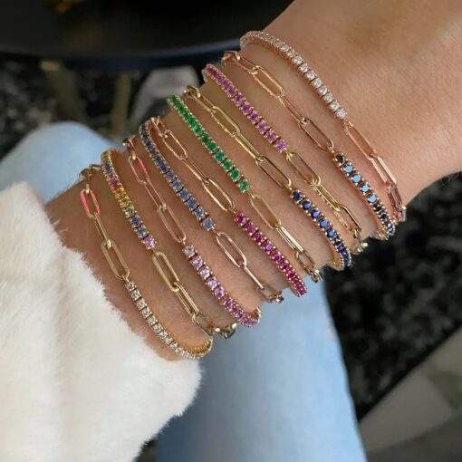 Bracelet argent strass jaune