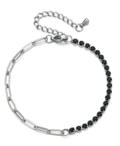 Bracelet argent strass noir