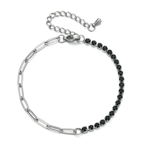 Bracelet argent strass noir