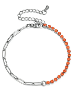 Bracelet argent strass orange