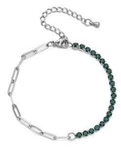 Bracelet argent strass vert