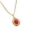 Collier chaine fine medaille pierre rouge plaque or