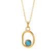 Collier geometrique pierre turquoise plaque or