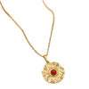 Collier plaque or pendentif boheme pierre rouge