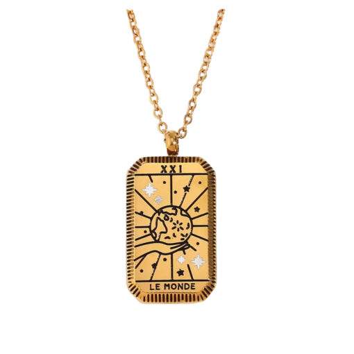 Collier tendance 2024- Carte de tarot Le Monde
