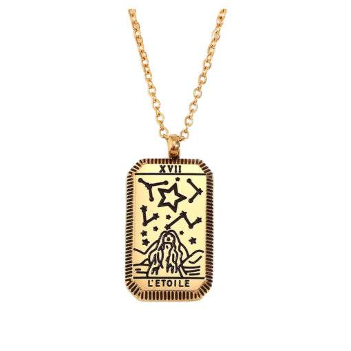 Collier tendance 2024- Carte de tarot acier- L etoile