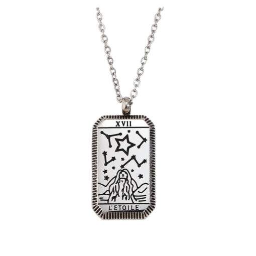 Collier tendance 2024- Carte de tarot acier- La etoile