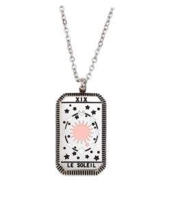 Collier tendance 2024- Carte de tarot acier femme- Le soleil