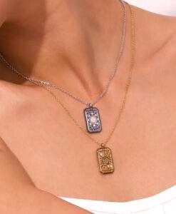 Collier tendance 2024- Carte de tarot acier inoxydable l imperatrice