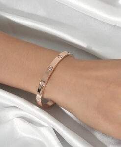 Jonc tendance 2024- strass plaqué or rose